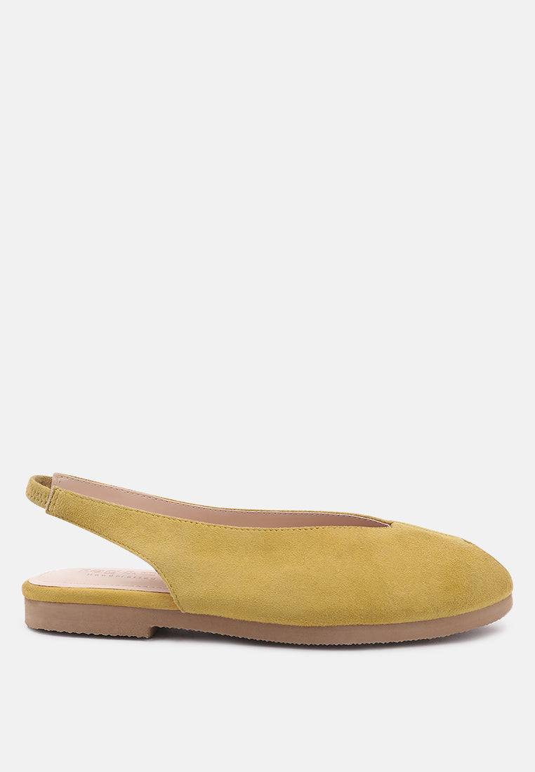 GRETCHEN Mustard Slingback Flat Sandals-Mustard