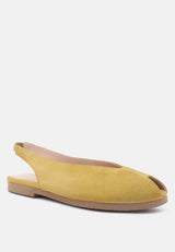 GRETCHEN Mustard Slingback Flat Sandals-Mustard