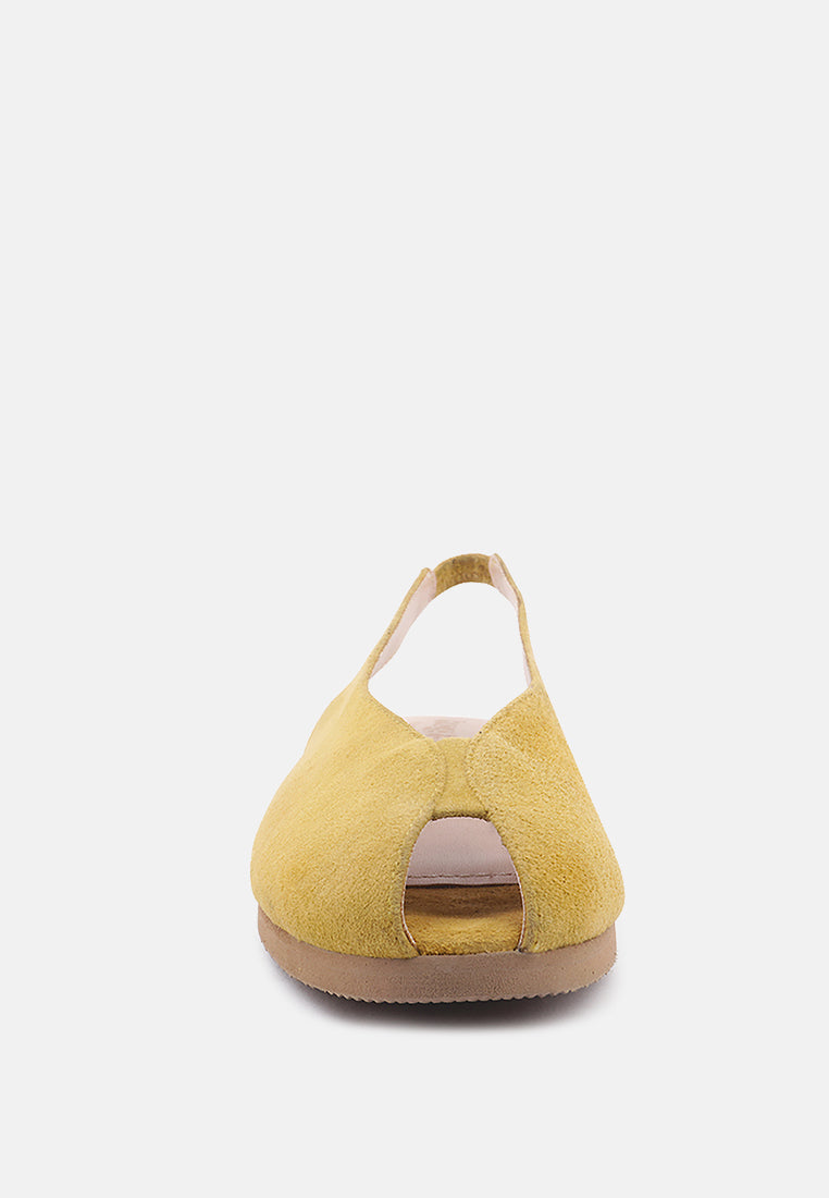 GRETCHEN Mustard Slingback Flat Sandals-Mustard