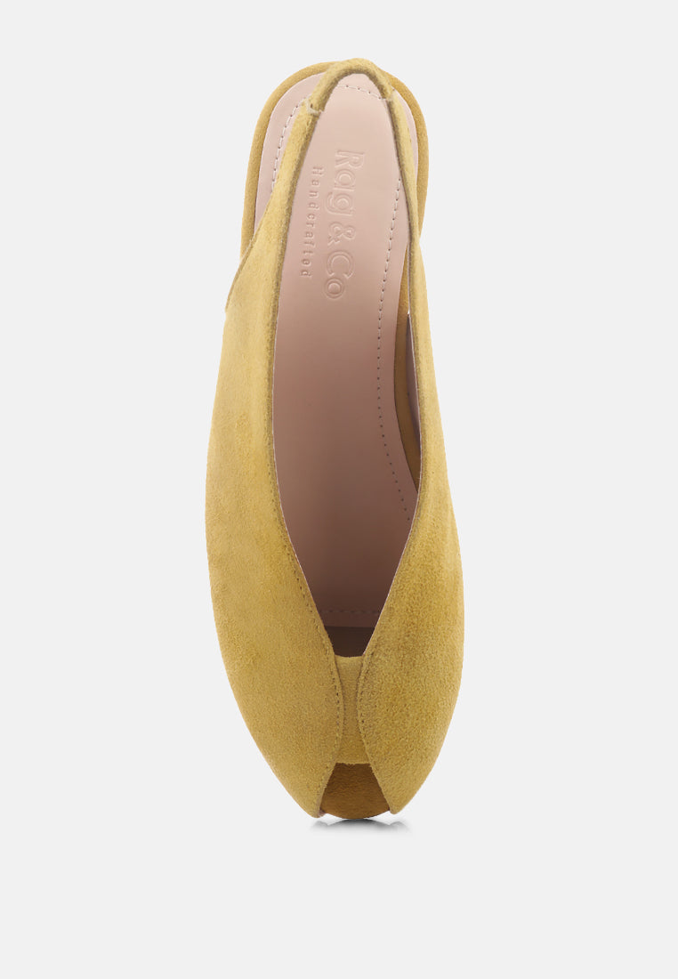 GRETCHEN Mustard Slingback Flat Sandals-Mustard