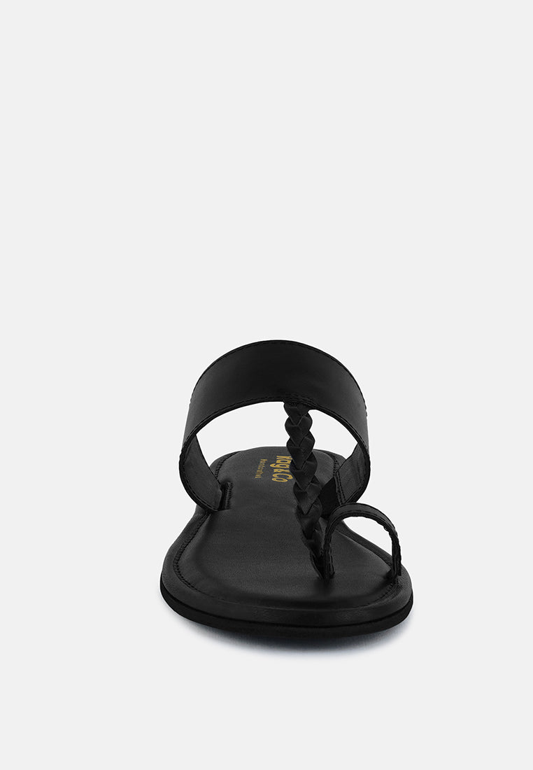 HARRIS Black Toe Ring Braided Slip Ons#color_black