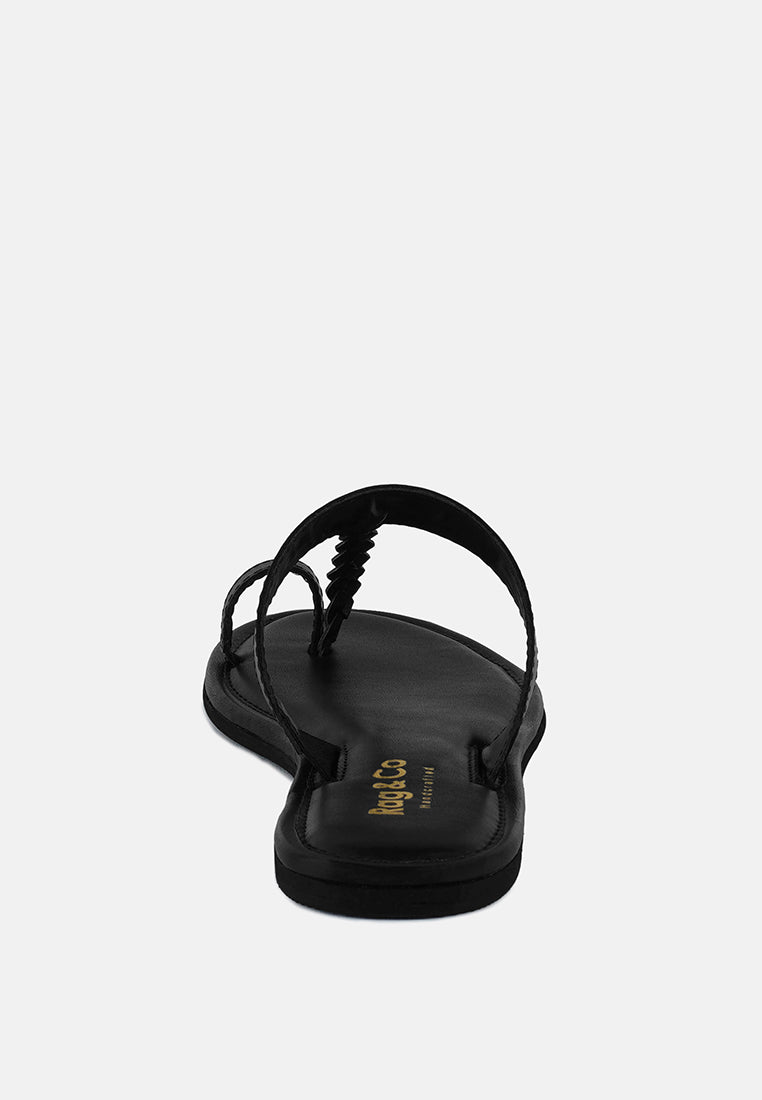 HARRIS Black Toe Ring Braided Slip Ons#color_black