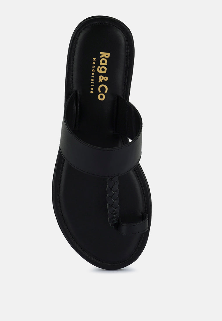 HARRIS Black Toe Ring Braided Slip Ons#color_black