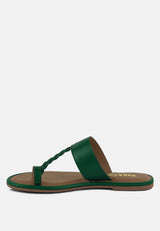 HARRIS Green Toe Ring Braided Slip Ons#color_green