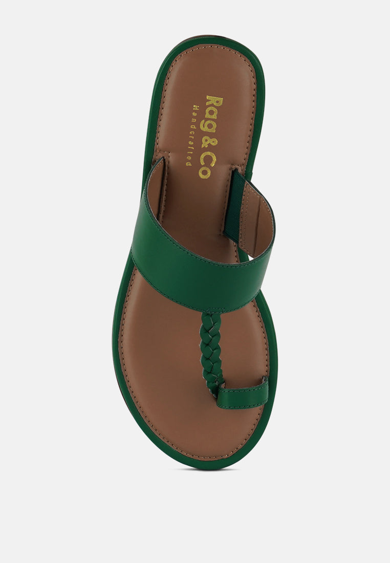 HARRIS Green Toe Ring Braided Slip Ons#color_green