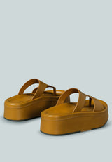 HATHAWAY Slip-On Platfrom Sandal in Tan-Tan