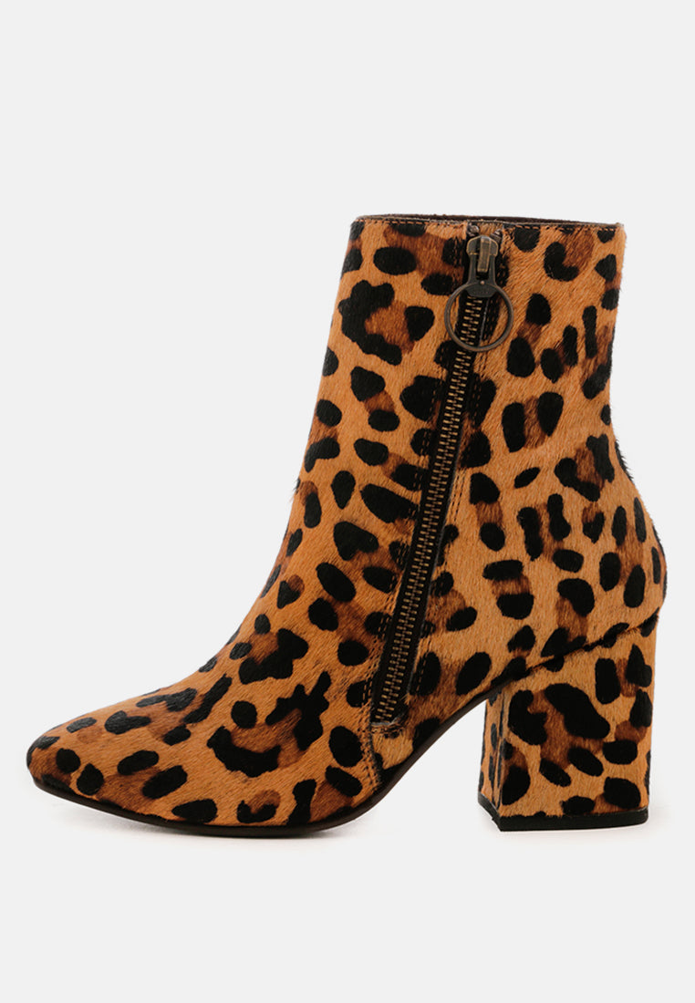 HELEN Leopard Print Block Heel Leather Boots-Leopard