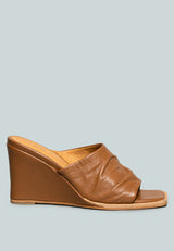 HEPBURN Tan Sliders Wedge Sandals-Tan
