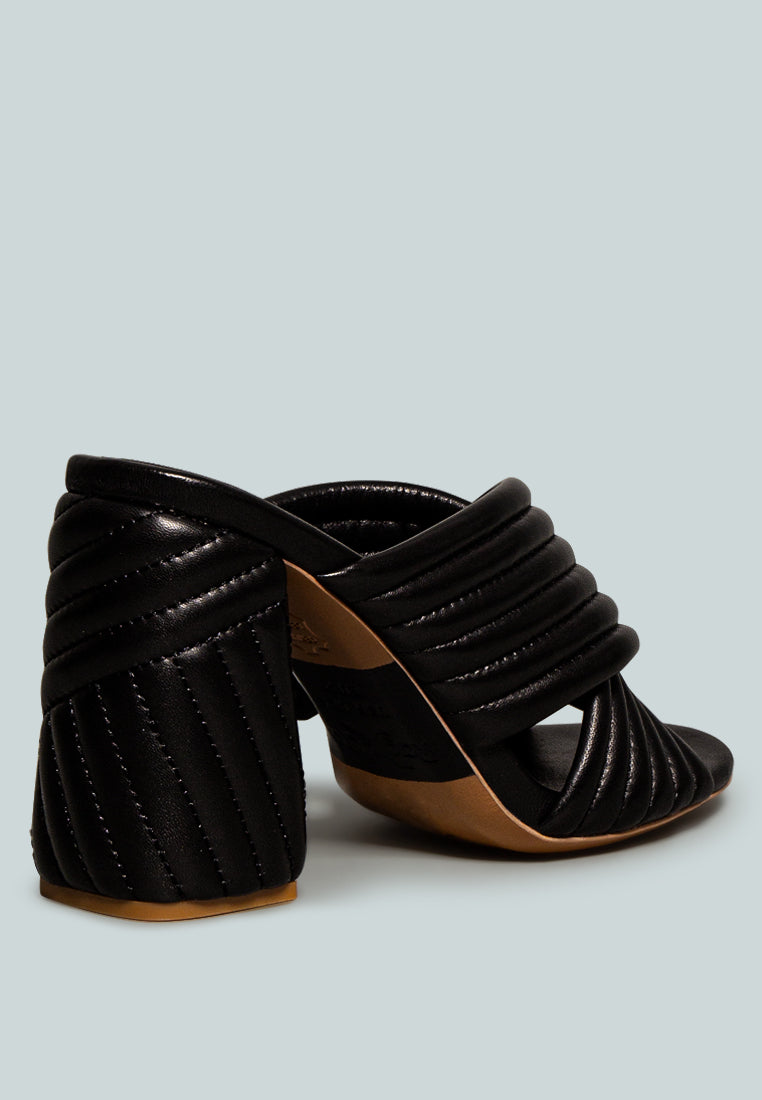 HUTTON Black Vintage Quilted High Heeled Sandal_Black