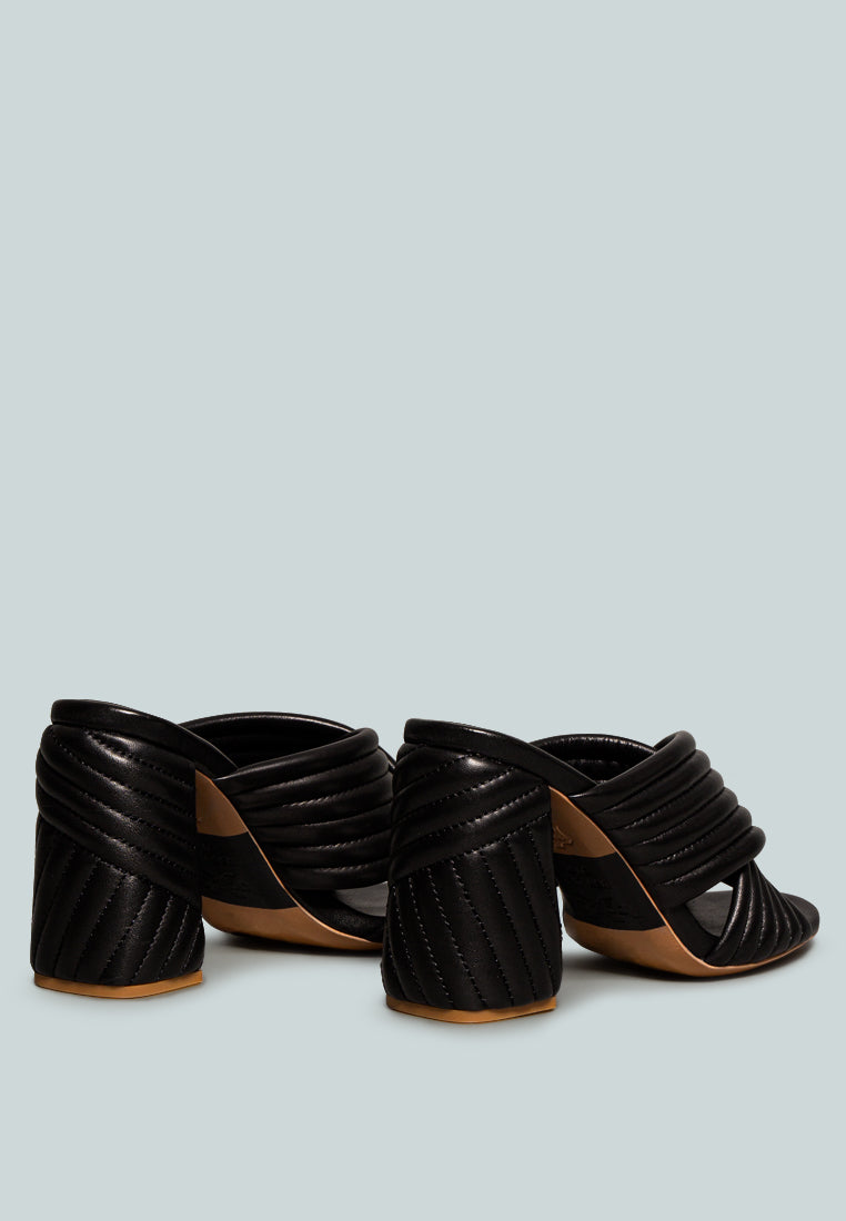 HUTTON Black Vintage Quilted High Heeled Sandal_Black