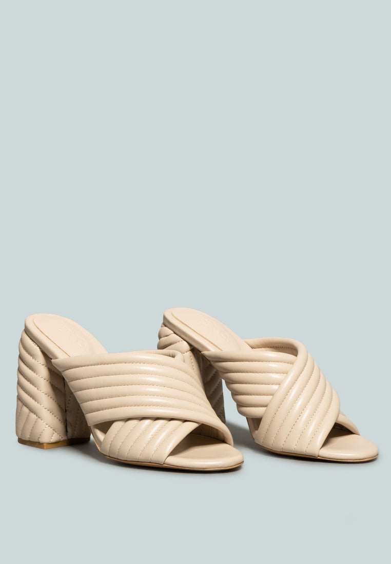 HUTTON Nude Vintage Quilted High Heeled Sandal_Nude