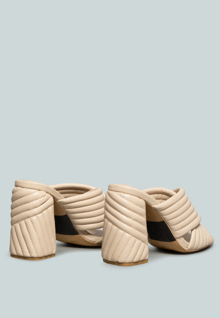 HUTTON Nude Vintage Quilted High Heeled Sandal_Nude