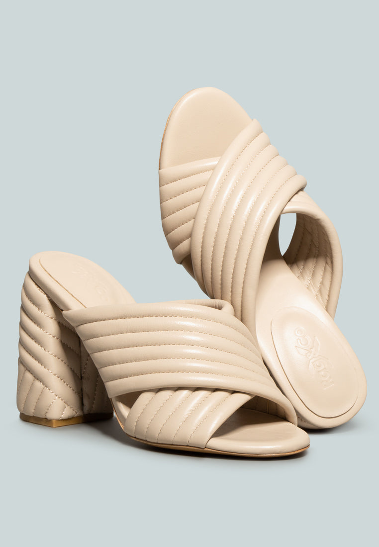 HUTTON Nude Vintage Quilted High Heeled Sandal_Nude