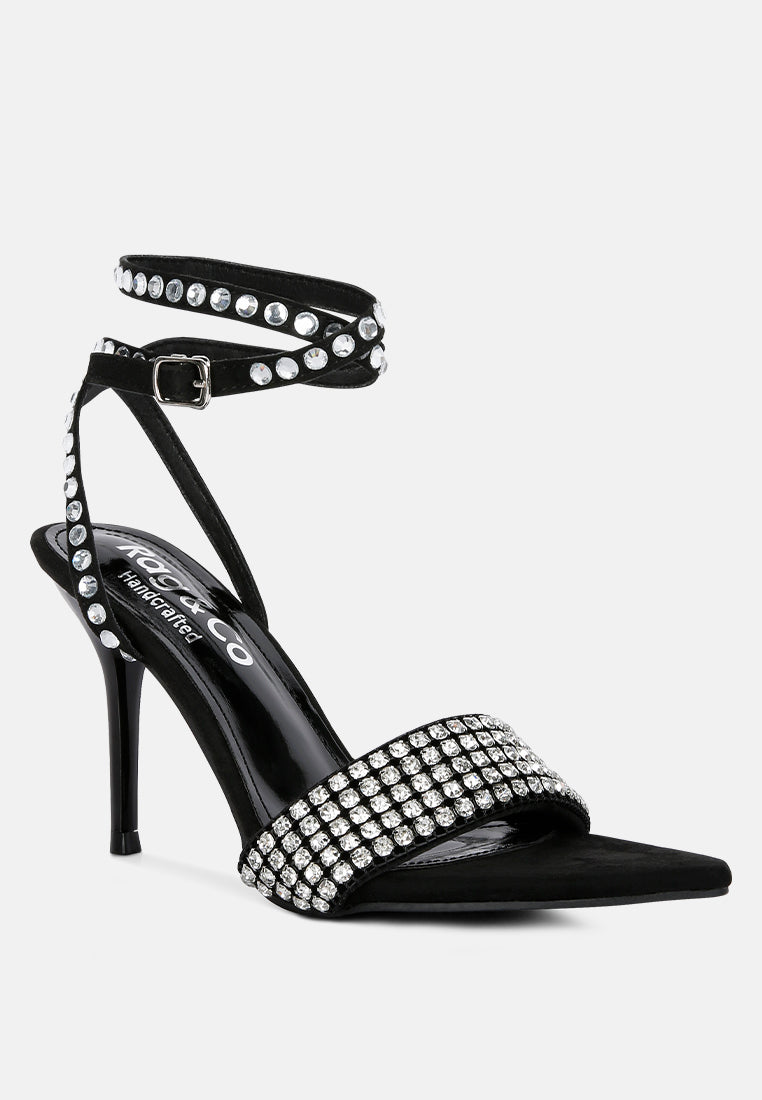 zurin black high heeled diamante sandals#color_Black