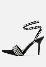 zurin black high heeled diamante sandals#color_Black