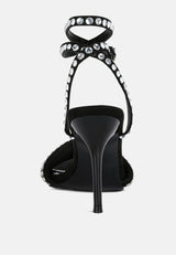 zurin black high heeled diamante sandals#color_Black
