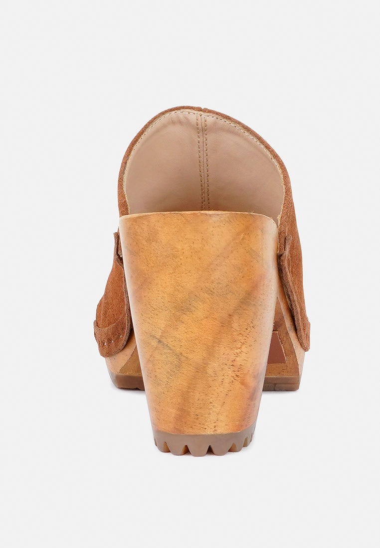 JARRAH Tan Suede Slide Clogs-Tan