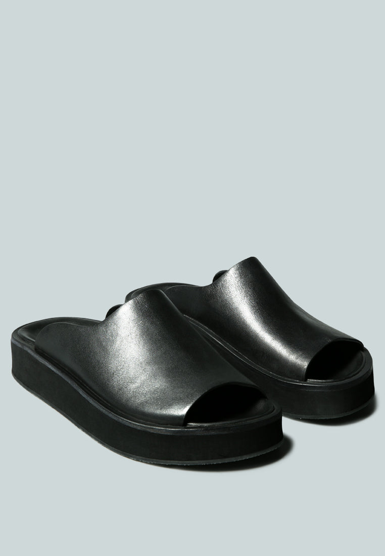 Buy Jolie Platform Black Slip-On | Sandals | Rag & Co United States