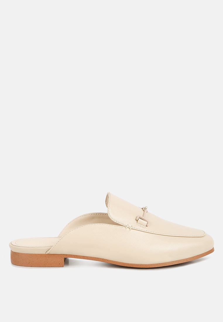 KRISTY Horsebit Embellished Mules in Beige#color_Beige