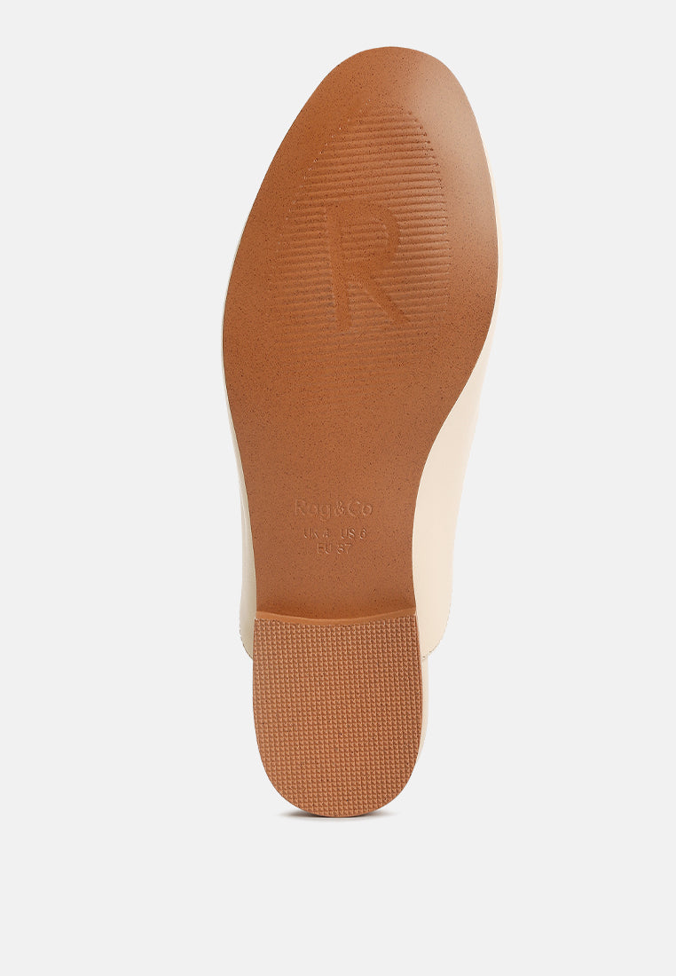 KRISTY Horsebit Embellished Mules in Beige#color_Beige