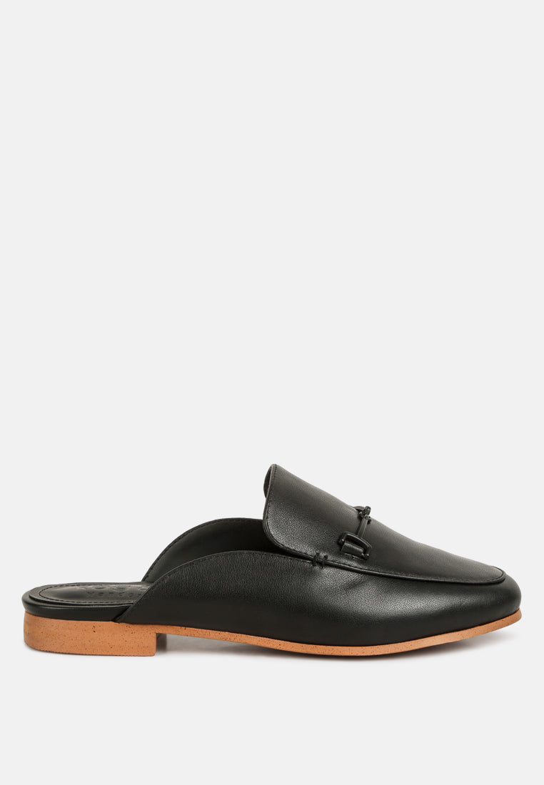 KRISTY Horsebit Embellished Mules in Black#color_Black