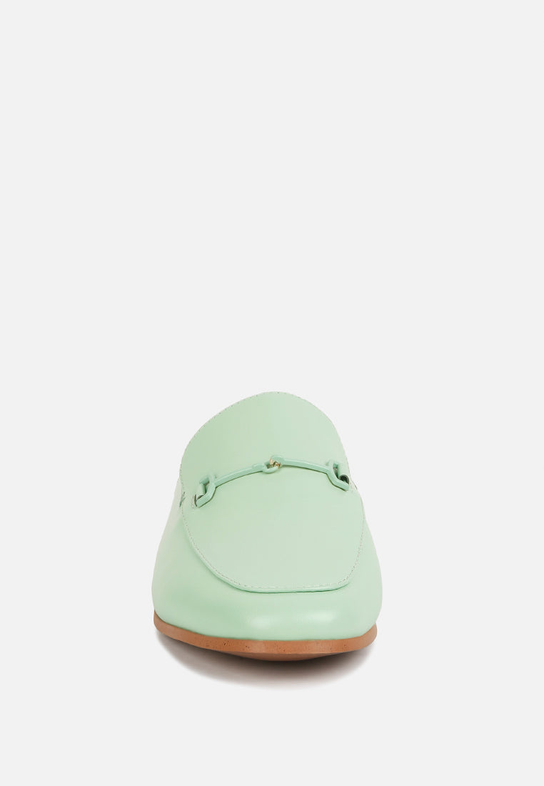KRISTY Horsebit Embellished Mules in Mint Green#color_Mint Green