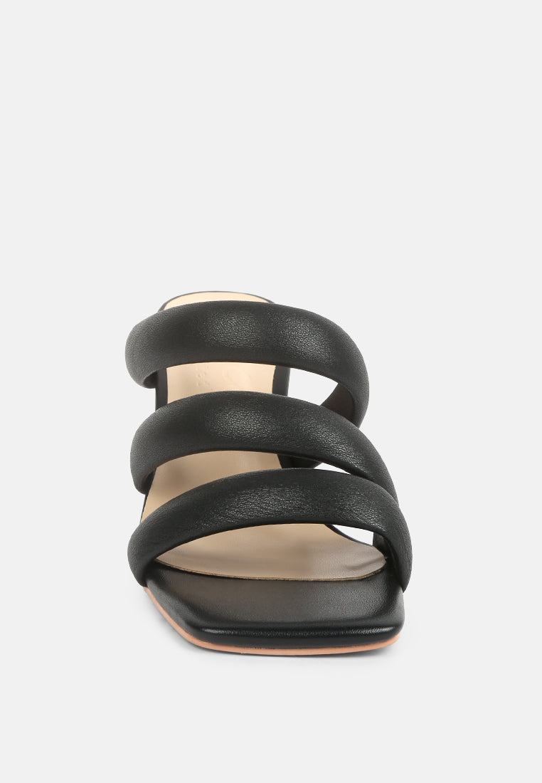 KYWE Black Textured Heel Chunky Strap Sandals#color_black