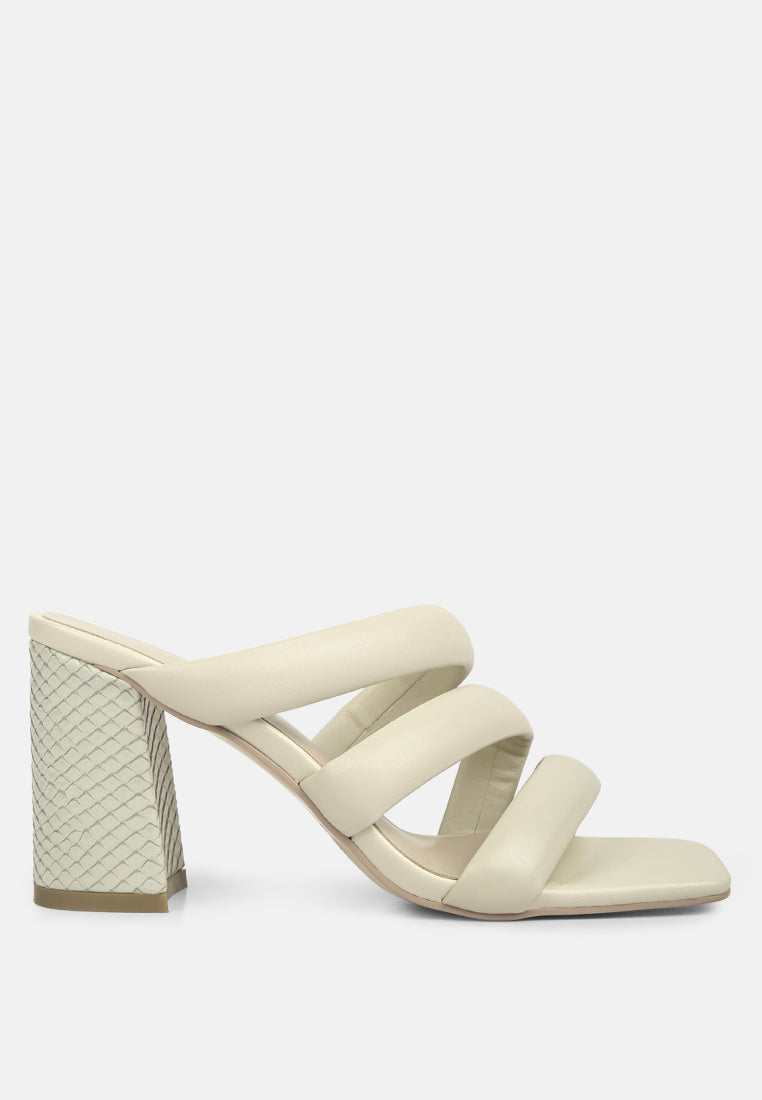 KYWE Off White Textured Heel Chunky Strap Sandals color off white