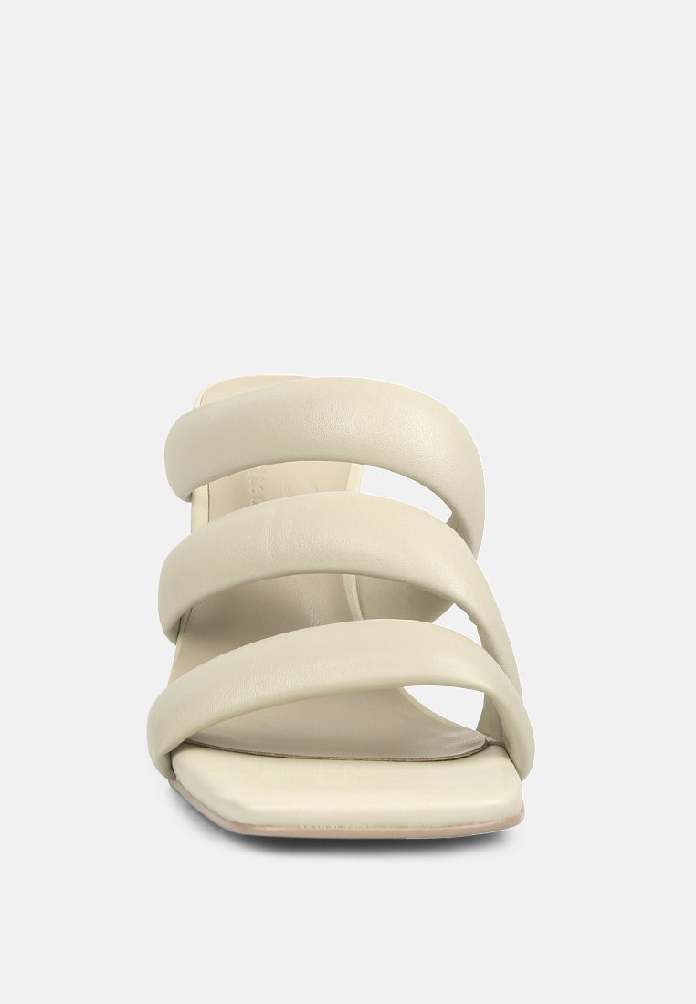 KYWE Off White Textured Heel Chunky Strap Sandals#color_off-white