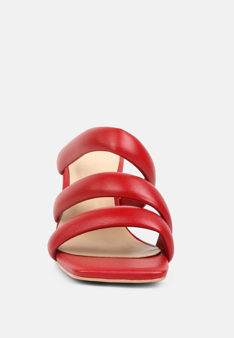KYWE Red Textured Heel Chunky Strap Sandals#color_red