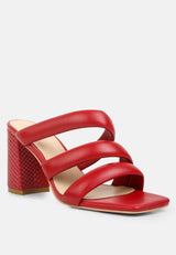 KYWE Red Textured Heel Chunky Strap Sandals#color_red