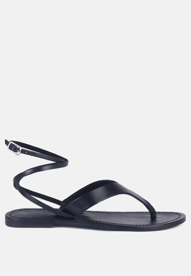 WRAP-UP Tie around Black Flat Sandals_Black