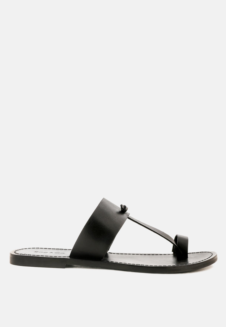 Buy Leona Black Thong Flat Sandals | Sandals | Rag & Co United States