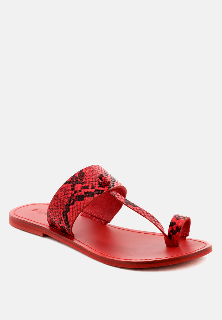 LEONA Snake Print Thong Flat Sandals-Snake