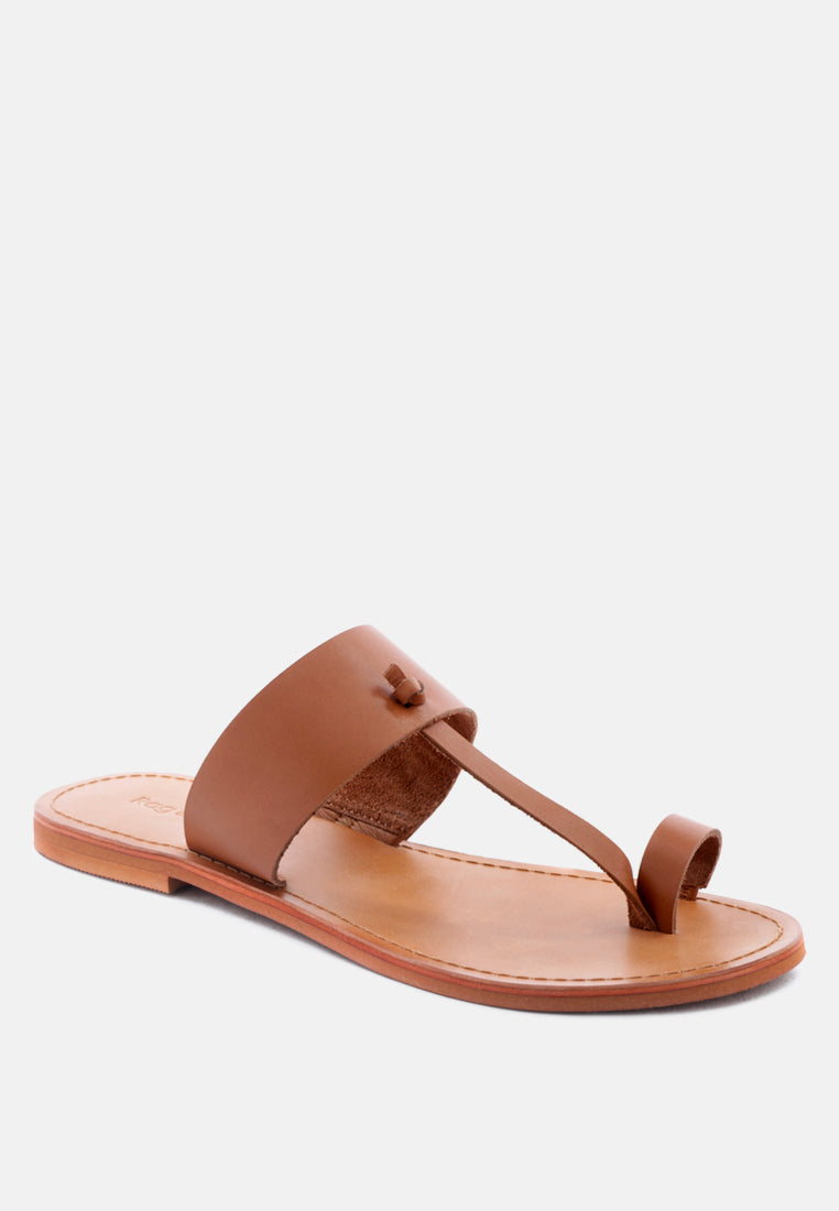 LEONA Tan Thong Flat Sandals-Tan