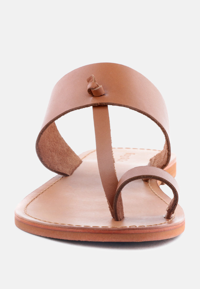 LEONA Tan Thong Flat Sandals-Tan