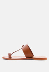 LEONA Tan Thong Flat Sandals-Tan