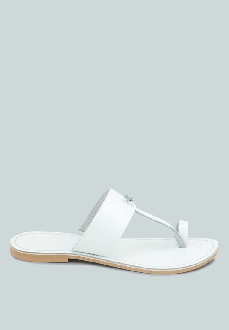 LEONA White Thong Flat Sandals_white