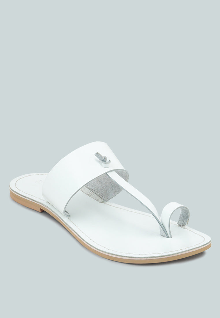 LEONA White Thong Flat Sandals_white