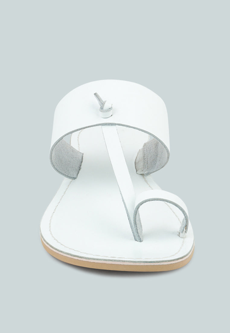 LEONA White Thong Flat Sandals_white