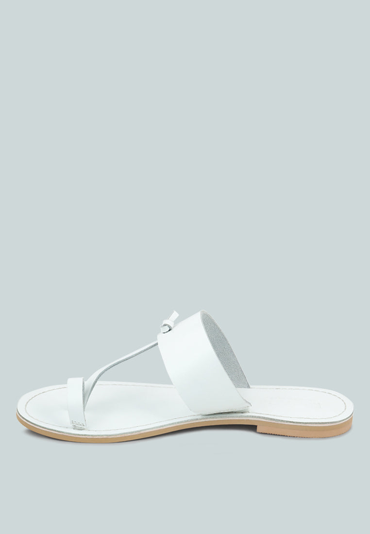 LEONA White Thong Flat Sandals_white