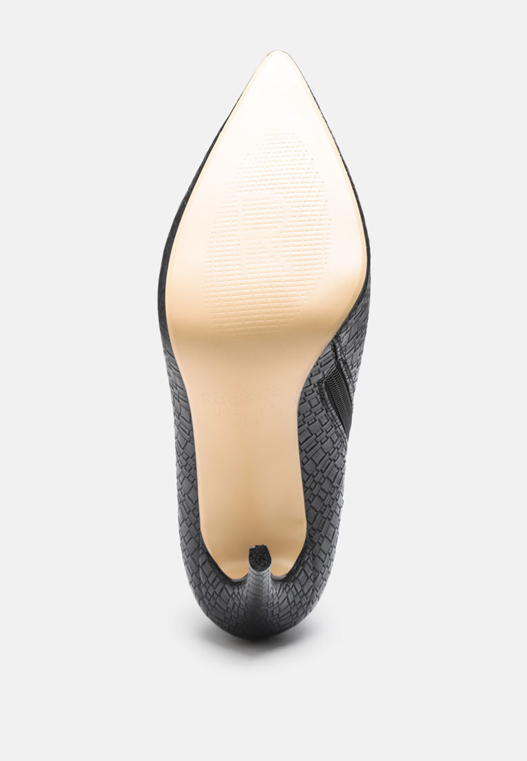 LOLITA Woven Texture Stiletto Boot in Black-Black