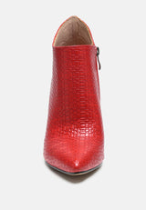 LOLITA Woven Texture Stiletto Boot in Red-RED