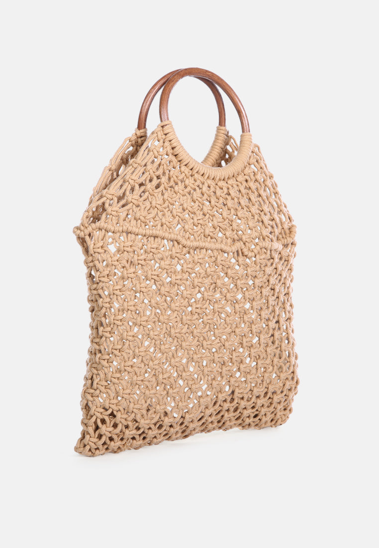 left in knots handmade cotton crochet bag#color_beige