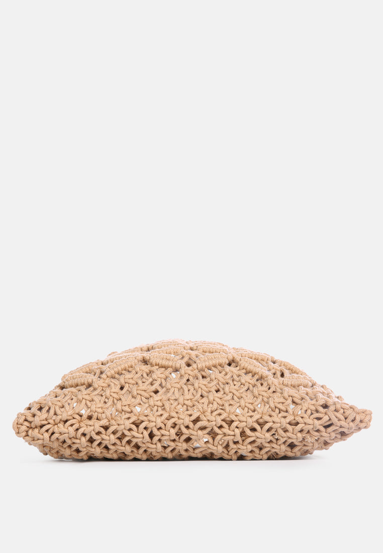 left in knots handmade cotton crochet bag#color_beige