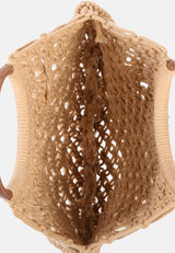left in knots handmade cotton crochet bag#color_beige