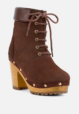 MAAYA Brown Handcrafted Collared Suede Boot_brown
