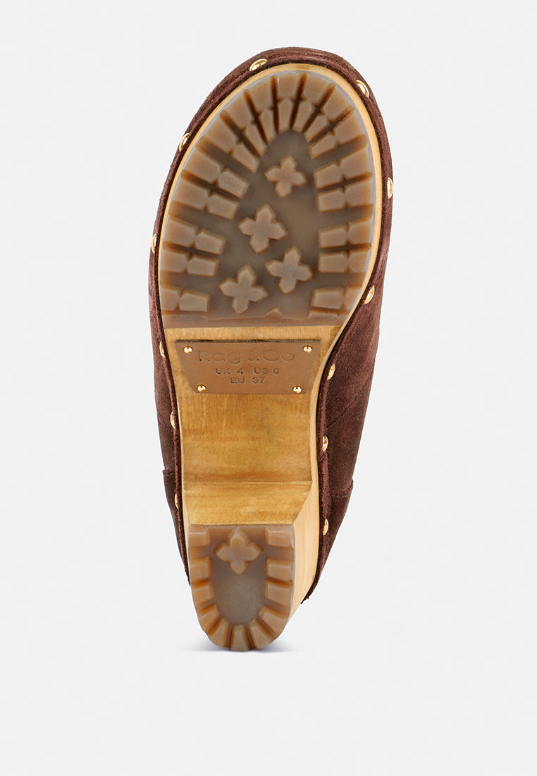 MAAYA Brown Handcrafted Collared Suede Boot_brown