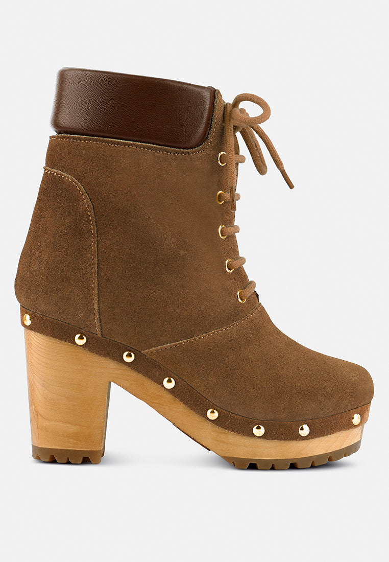 MAAYA Tan Handcrafted Collared Suede Boot_tan