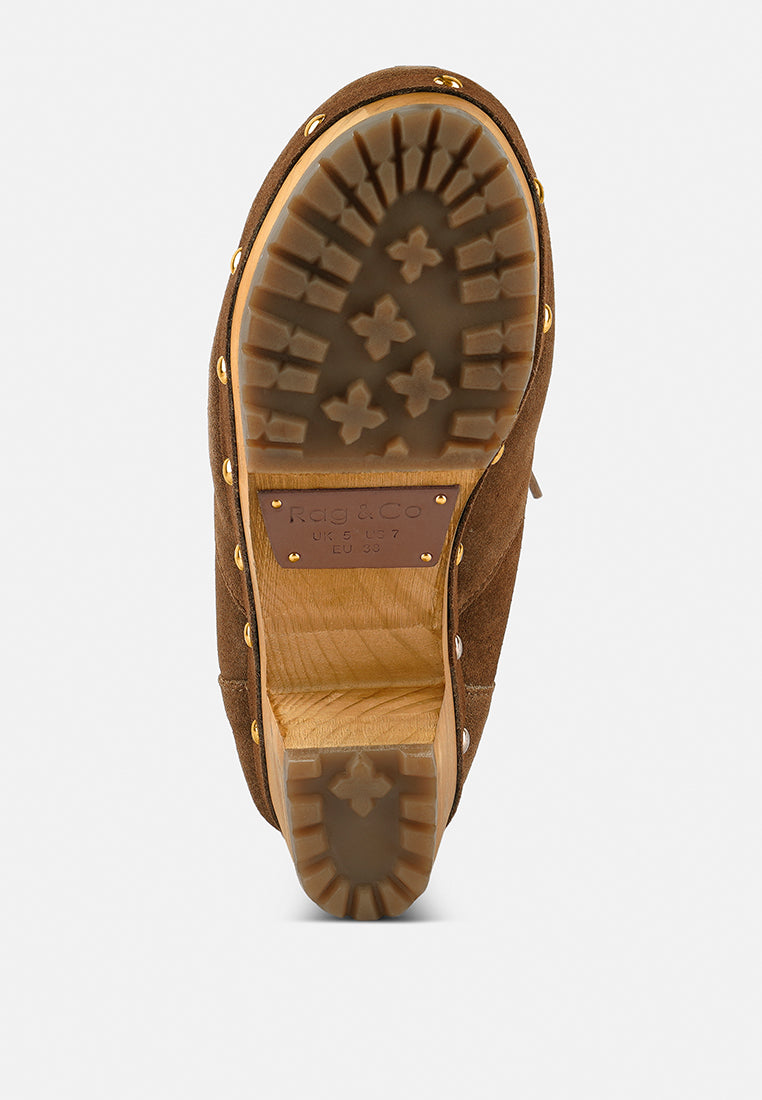 MAAYA Tan Handcrafted Collared Suede Boot_tan